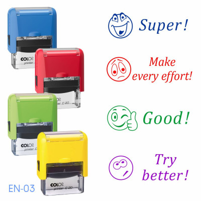 Шкільний штамп іноземною мовою, з корпусом С20 (1 штамп)