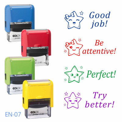 Шкільний штамп іноземною мовою, з корпусом С20 (1 штамп)